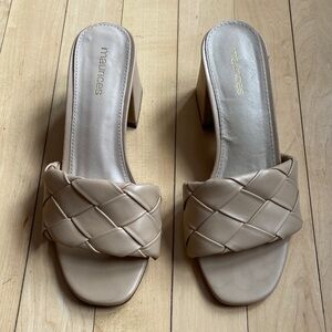 Maurices Beige Woven Heeled Mules